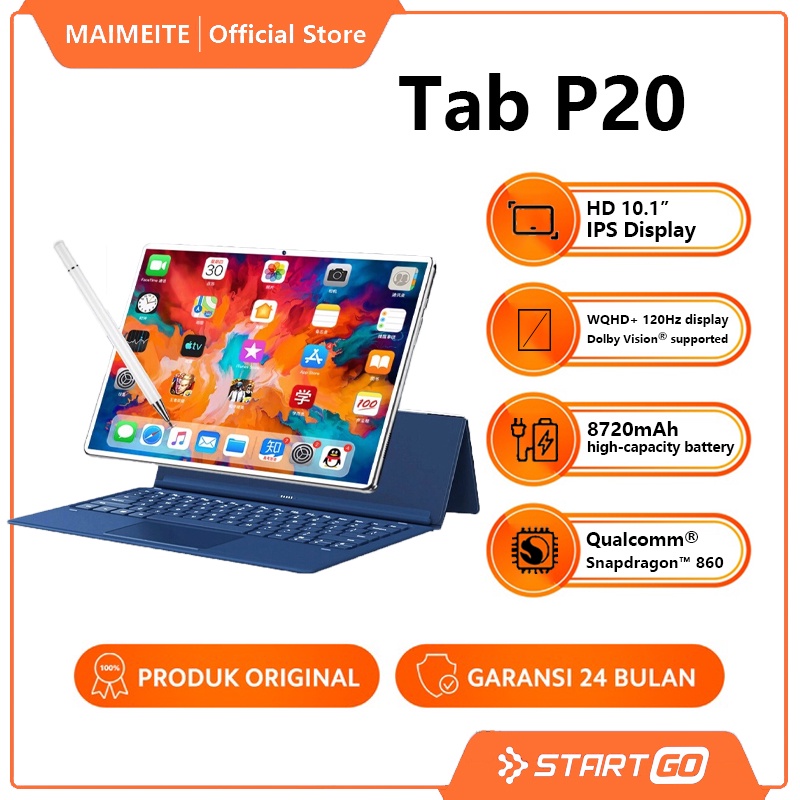 MAIMEITE MT20 Tablet PC Asli Baru P20 12GB + 512GB Tablet Android 10.1 Inci Layar Full Screen Layar Besar Wifi 5G Dual SIM Tablet Untuk Anak Belajar hp tablet tab advan