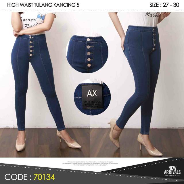 CELANA HIGHWAIST KANCING'5 TULANG SIZE 27-30 TERSEDIA 3WARNA PILIHAN