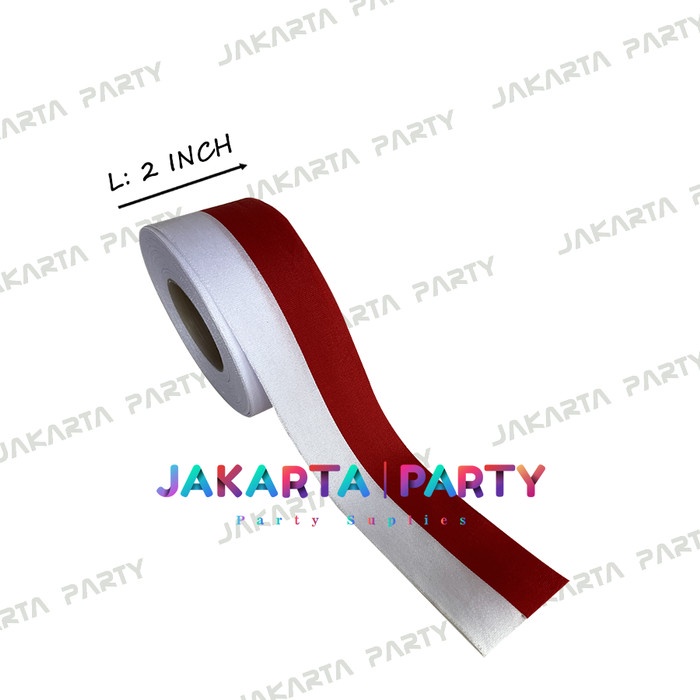 

Pita Satin Merah Putih Ukuran 2 Inch / Pita Merah Putih / Pita Satin