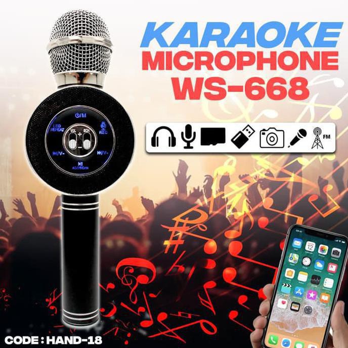 Mic Ws 668 Portable Karaoke Bluetooth Wireless Speaker Smule (Hand-18)
