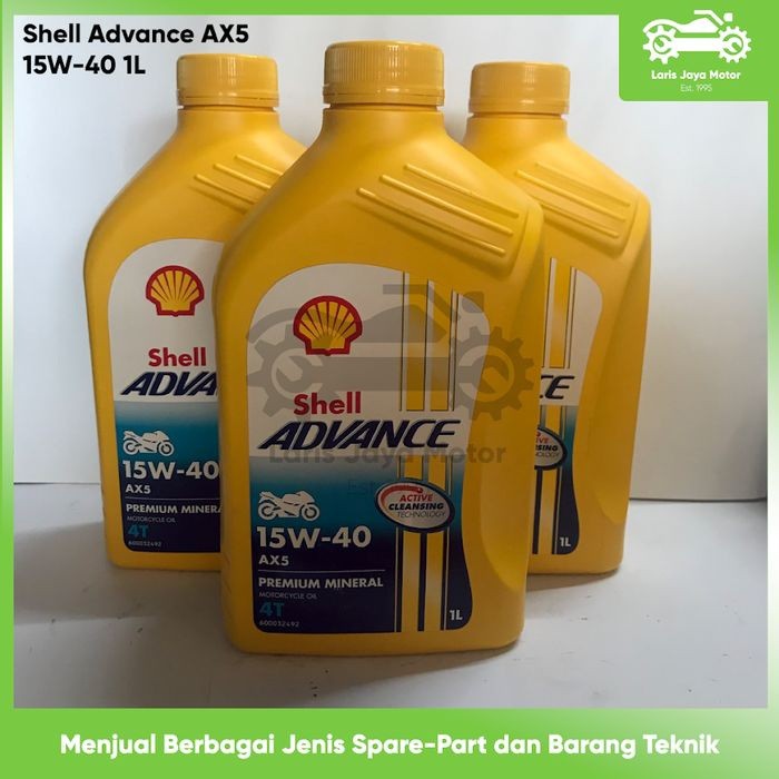 OLI SHELL ADVANCE AX5 4T SAE 15W-40 1LITER OLI MESIN 4 TAK ORIGINAL SHELL OLI MOTOR OLI ORIGINAL OLI