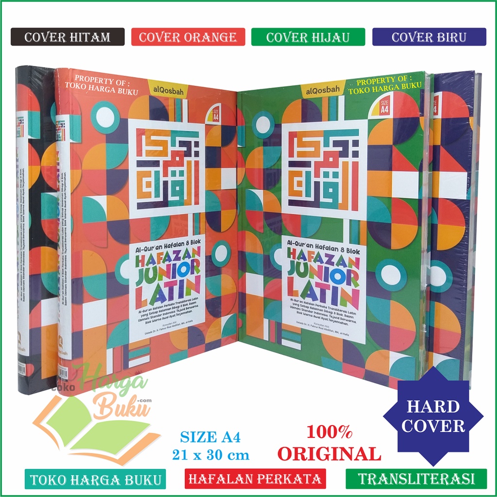 Al-Quran Hafazan Junior Latin A4 HC 8 Blok UKURAN BESAR Perkata Transliterasi Latin Tajwid Berwarna