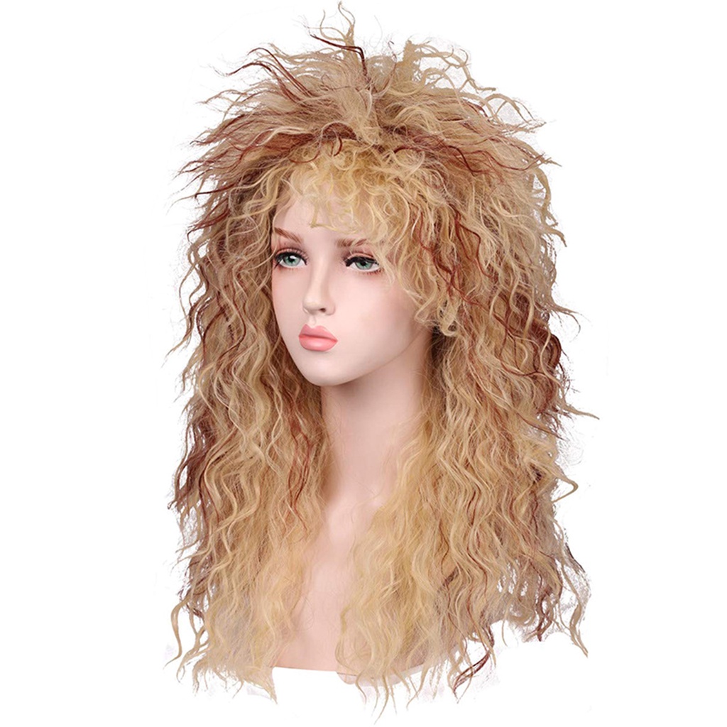 Wig Punk Heavy Metal Rocker Curly Long Wig Hairpiece