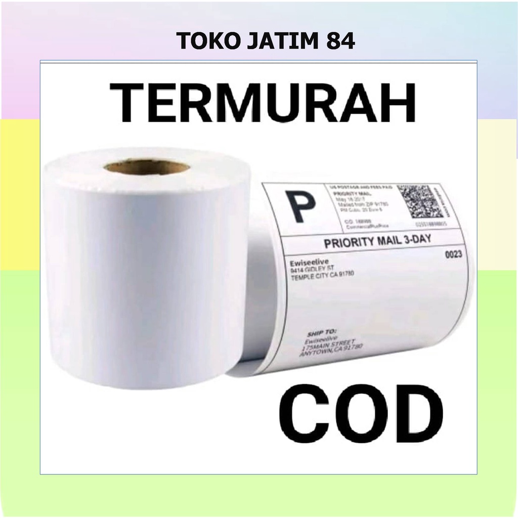 Kertas termal dan continuous paper Label Sticker Thermal 100X150 mm Barcode Ukuran A6 Isi 500 Lembar