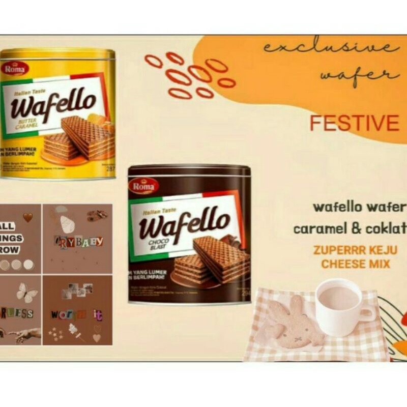 

Wafer wafello Kaleng rasa coklat