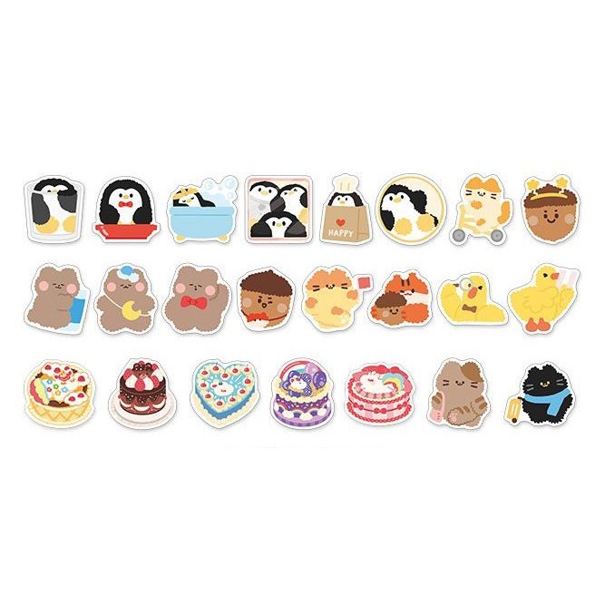 [MILOLI] 46Pcs SWEET DREAMS Deco Sticker DIY Scrapbook Stiker Jurnal Diary Planner Kotak - B0260-D. Bicycle Cat-3470