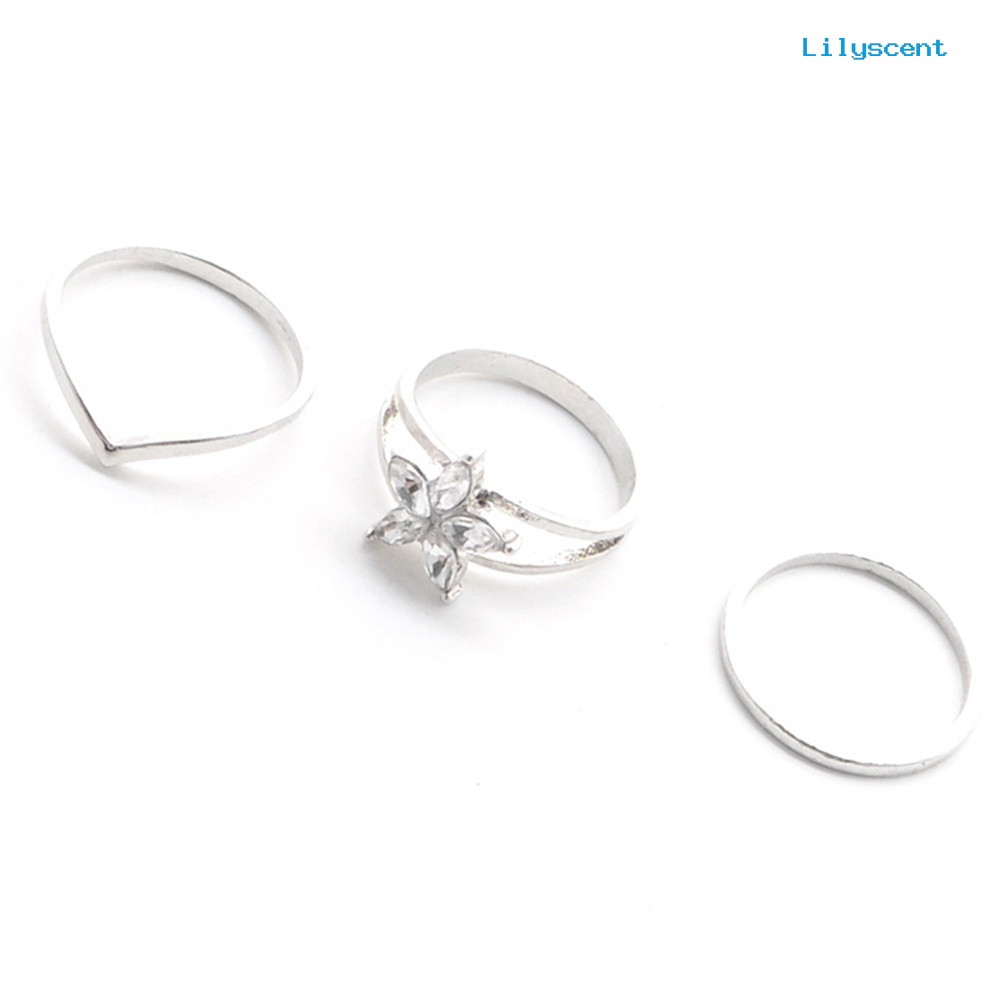 3pcs Cincin Jari Kaki Desain Bunga Daisy Gaya Retro Bohemia Untuk Wanita