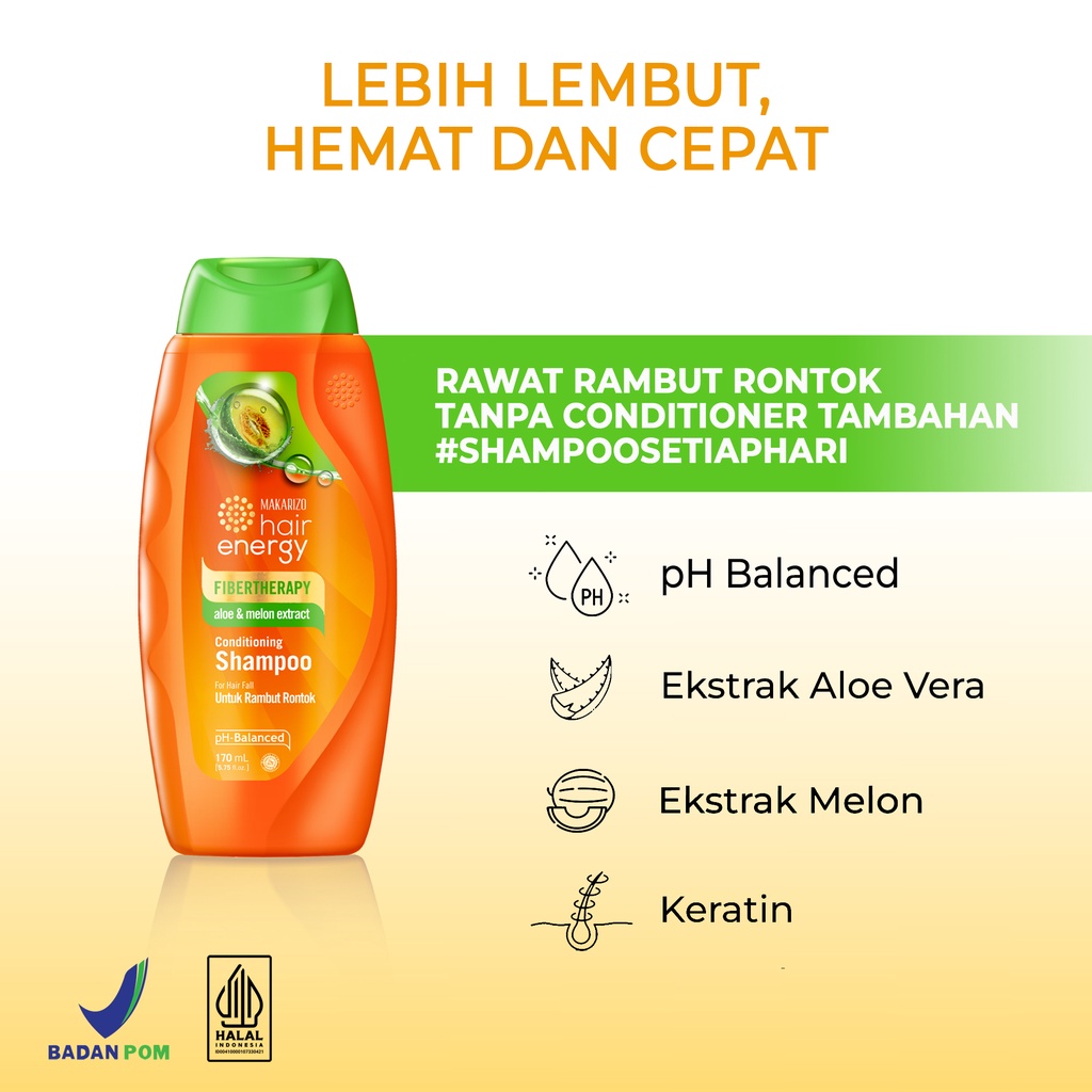 Makarizo Hair Energy Fibertherapy  Conditioning Shampoo Aloe & Melon 170 mL / Shampo Kondisioner-2