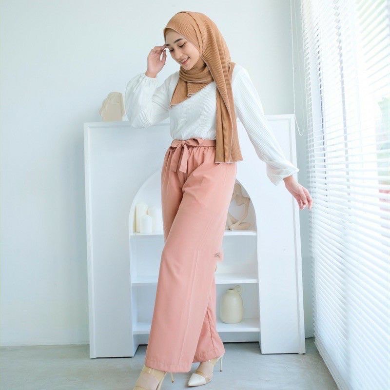 Celana Kulot Ribon Wolfis Wanita / Culotte Ribbon Bandy Pita Bahan Wolfish