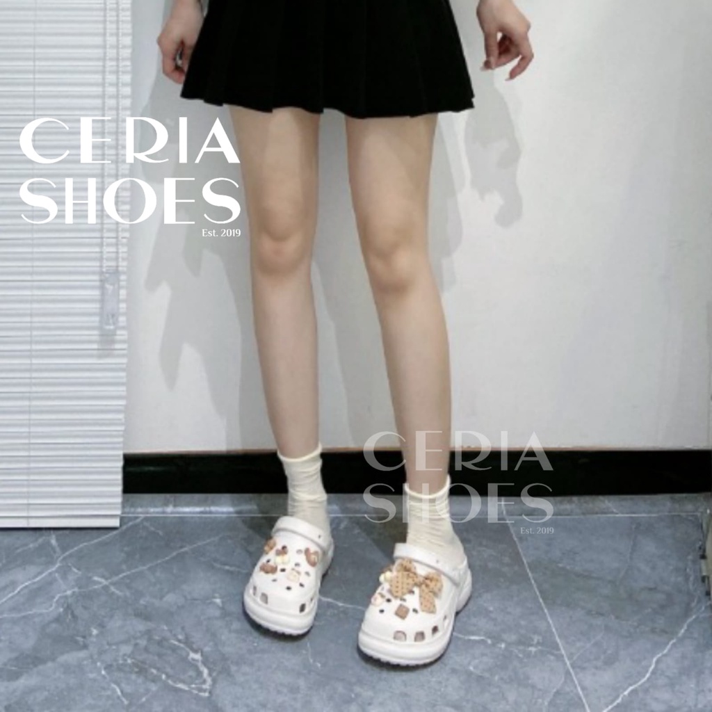 EVA Sandal Slop Slip On Wanita Bahan Karet Spons EVA Korean Super Ringan Empuk Elastis Non-Slip Sol Anti Air Candy Jibbitz Summer Sandals Import