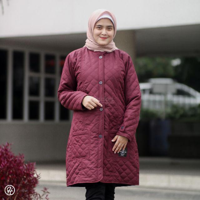 ⭐BUY 1 GET 2 GIFT⭐ HIJACKET® ORIGINAL BELVA JAKET MUSLIMAH FITROP-RED BURGUNDY