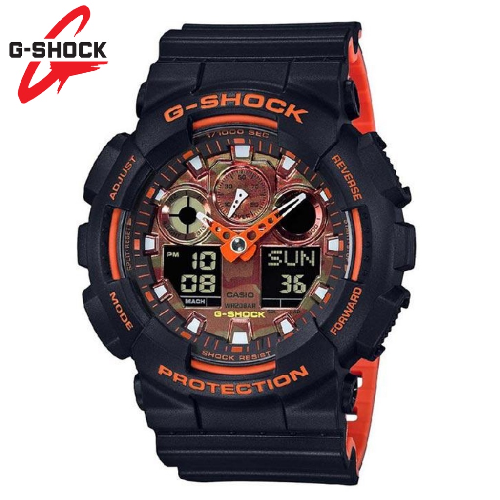 JAM TANGAN PRIA GSHOCK GA-100 DUALTIME ANALOG DIGITAL- BOX FULLSET