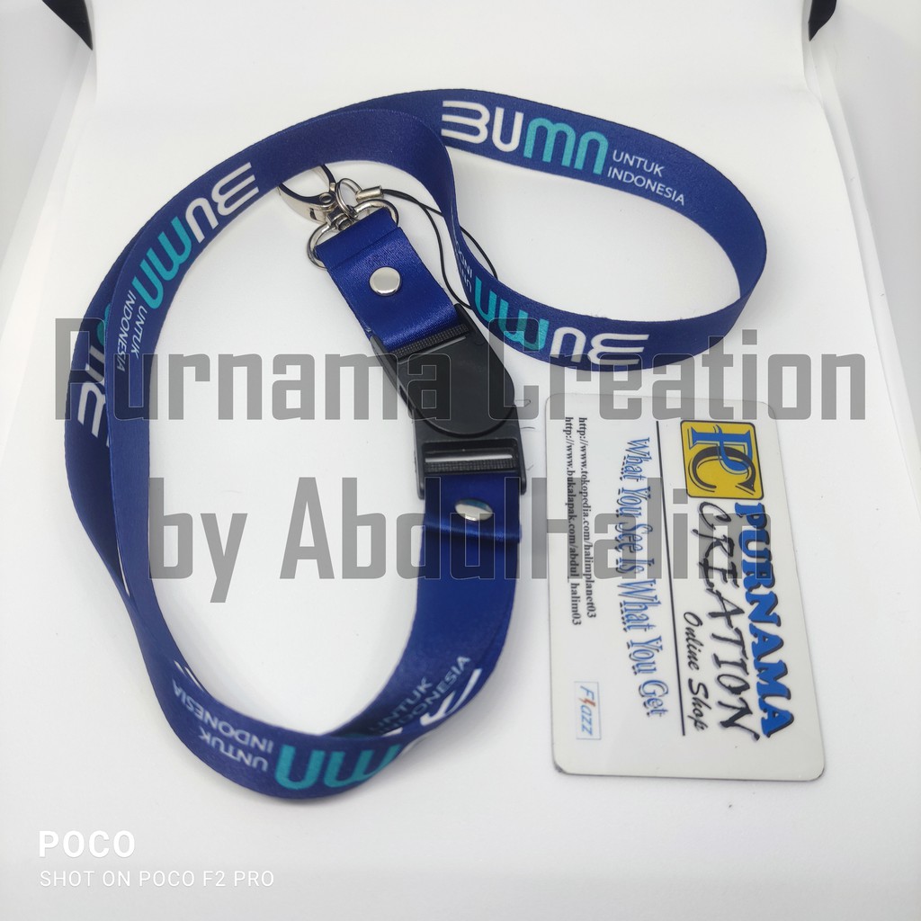 Tali gantungan Lanyard Idcard Id card BUMN, P 90cm, L 2cm Printing BUMN