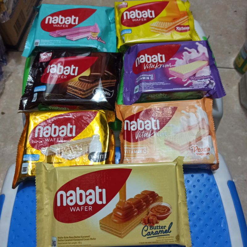 

Wafer Nabati Krim Cokelat Keju Peach Raspberry Yogurt Caramel Vanila