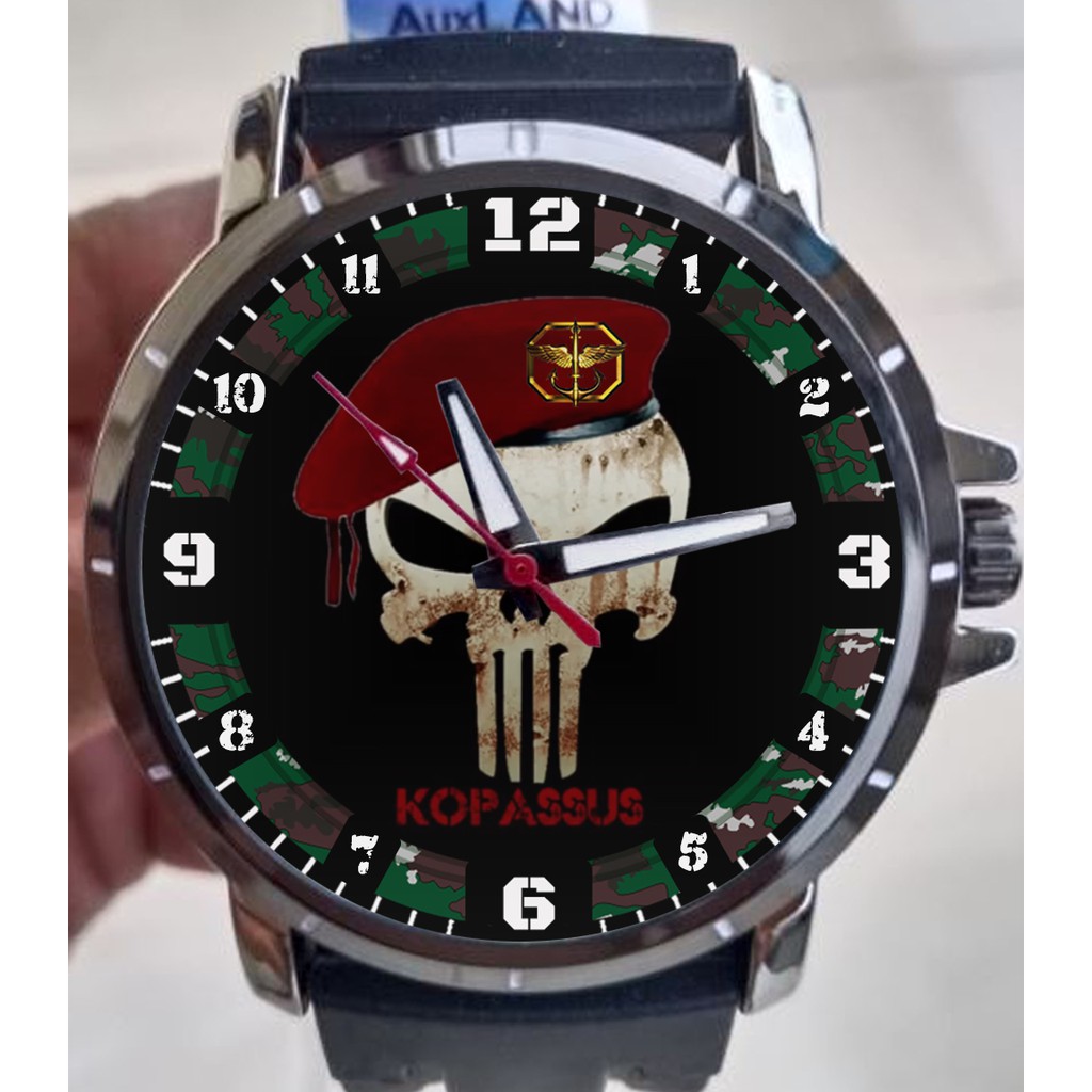 Jam Tangan Keren Terbaru Custom Kopassus TNI AD Tengkorak