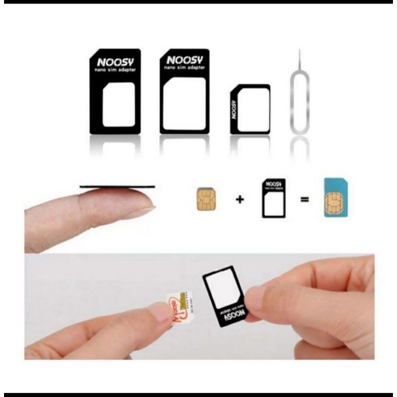 ADAPTER SIM CARD NOOSY 4IN1 / DUDUKAN KARTU STANDAR NANO MICRO PIN EJECTOR JARUM