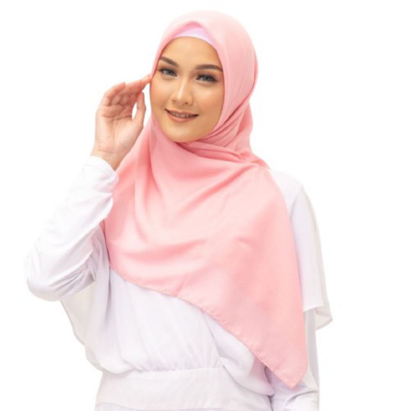 Jilbab Segiempat Polos Keisha Sadia Elzatta Hitam Pollycotton Hijab Kerudung Segi Empat Krudung-Shamora dusty pink