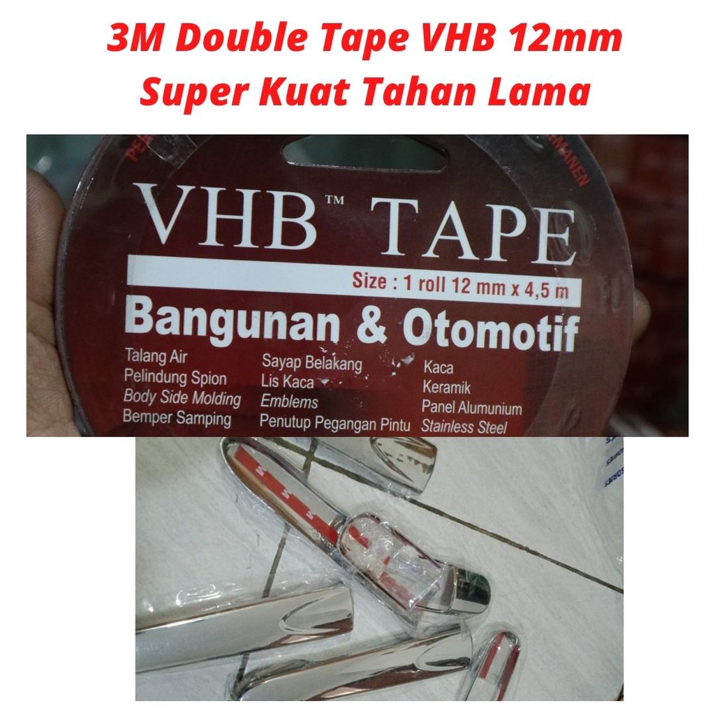 Original Dabel tape 3M VHB 12MM Perekat Aksesoris Di body Kendaraan Kuat Lengket Tahan Lama