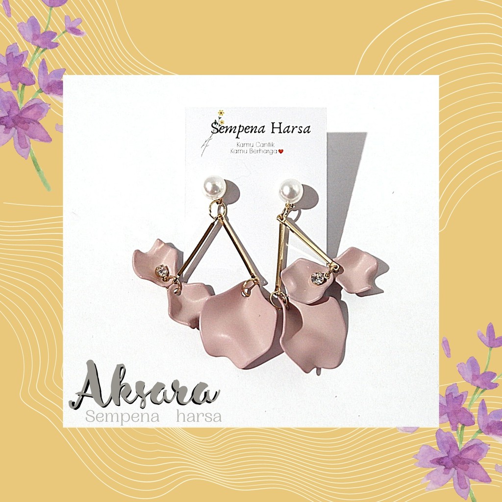 Aksara Anting Korea Bunga Ungu Purple