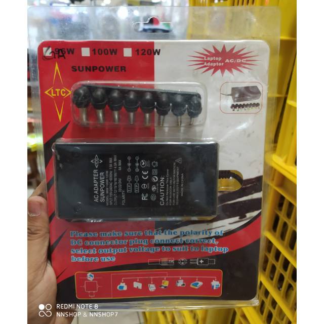 Charger Universal 8in1 Laptop AC / DC / Speaker Portable / DVD Portable / Handycam / Senter Swat