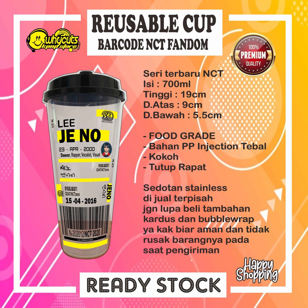 [BACA DESKRIPSI PRODUK DAHULU] REUSABLE CUP NCT BARCODE BARU (READY STOCK)