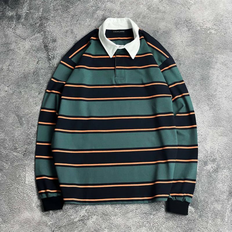 RUGBY SHIRT GREEN BLACK STRIPE