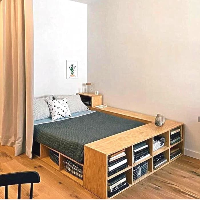 Tempat Tidur Dipan Minimalis Multifungsi Rak Buku Divan Bed Kayu Jati Asli Jepara Shopee Indonesia