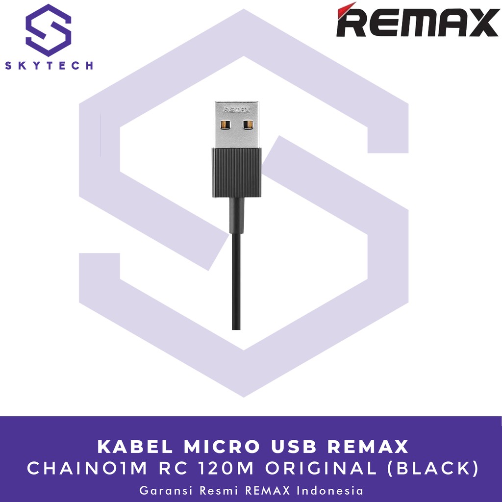 KABEL MICRO USB REMAX CHAINO MINI 30CM BLACK EC 120M ORIGINAL GARANSI RESMI