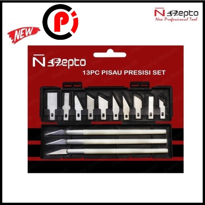 NEPTO Cutter Knife Service IC Ukir Precision Knife Set 13in1 3 Gagang