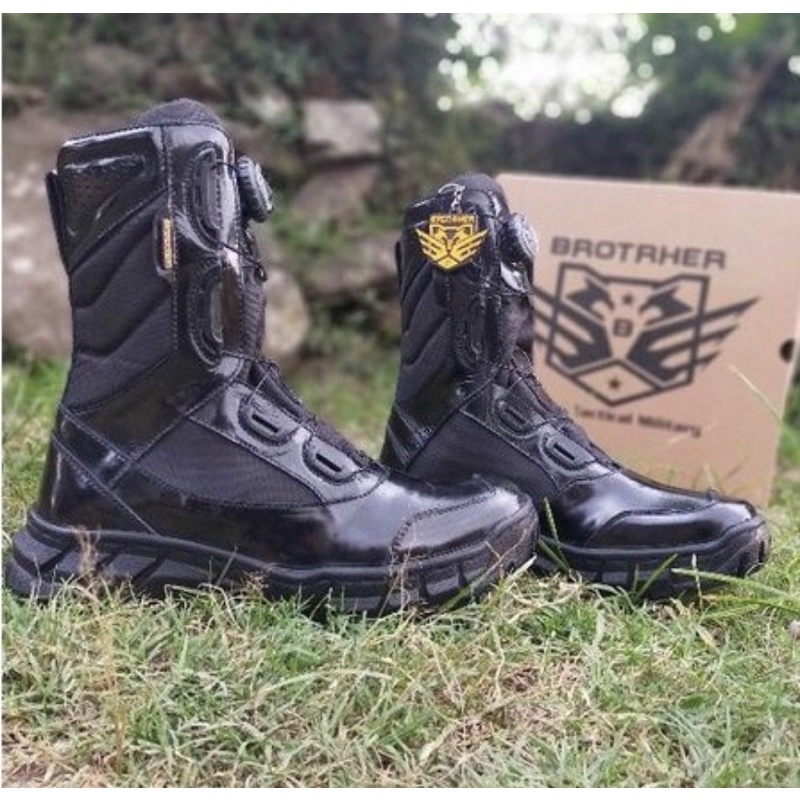 SEPATU PDL TALI PUTAR KULIT MENGKILAP MERK BROTRHER MODEL DOGLASH