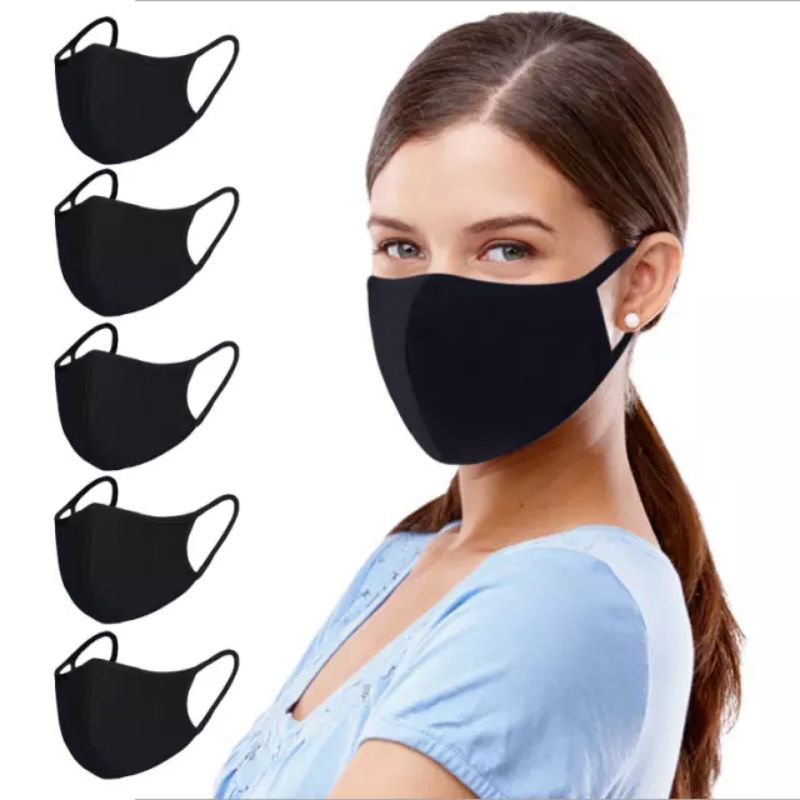 (12 pcs)masker kain motif dan polos 2lapis kuping belakang pria wanita