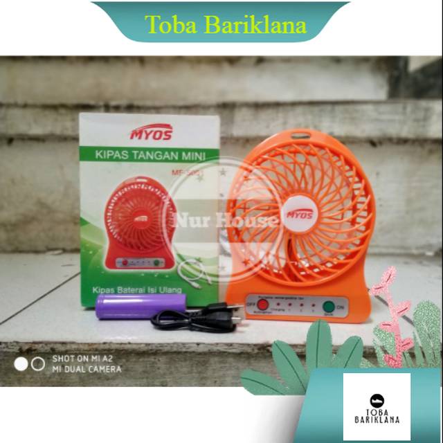 kipas angin cas portable charger mini fan portable
