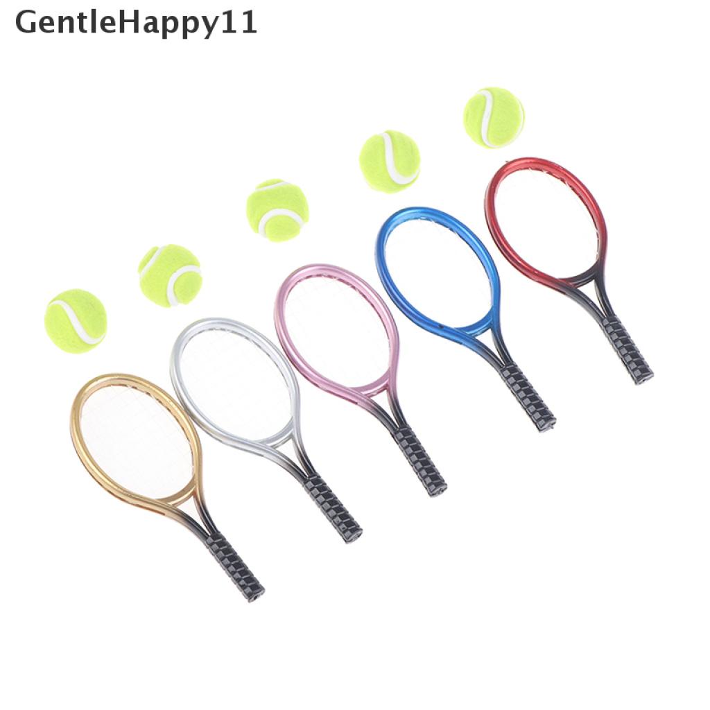 Gentlehappy 1 Set Mainan Miniatur Raket Tenis Mini Skala 1 / 6 1 / 12 Untuk Dekorasi Rumah Boneka