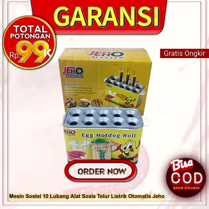 Mesin Sostel 10 Lubang Alat Sosis Telur Listrik Otomatis Jeho