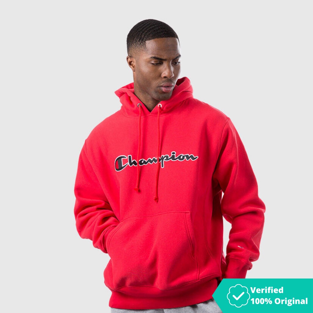 Champion Chain Stitch Reverse Weave Hoodie Red