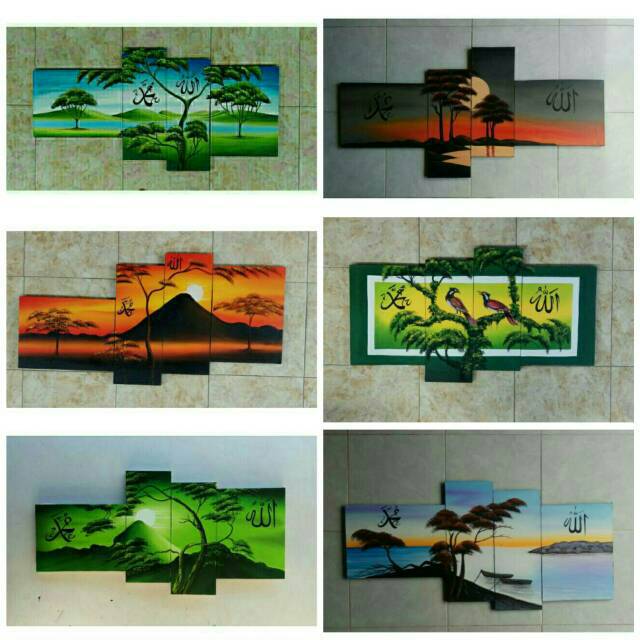 Lukisan kaligrafi pemandangan alam natural