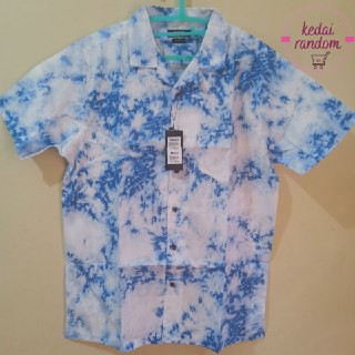 M231 Kemeja Pria Printing Hawaii Tie Dye Pendek Putih 1842A