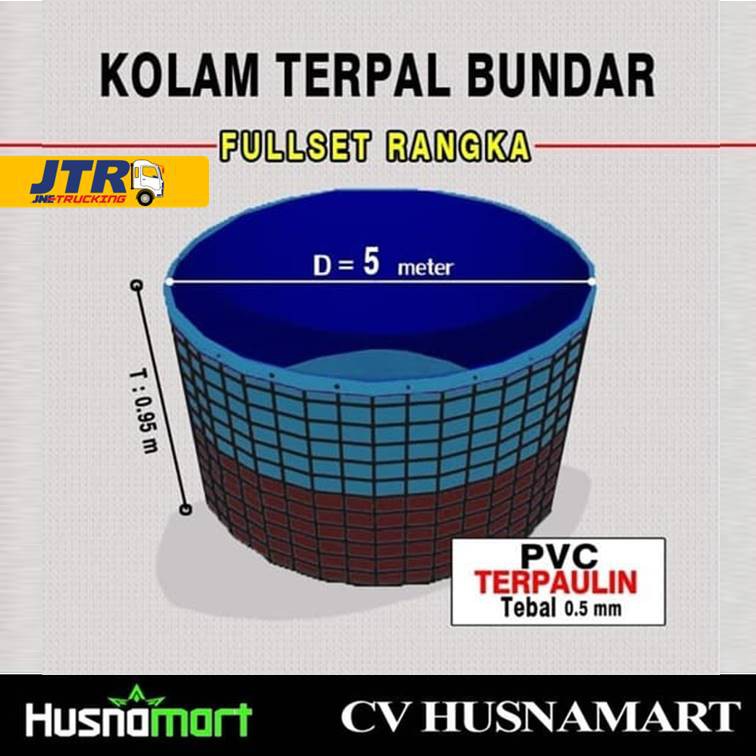 Kolam Terpal Budidaya Ikan Lele Bioflok Bundar Fulset Diameter 5 M Ketinggian 1200cm