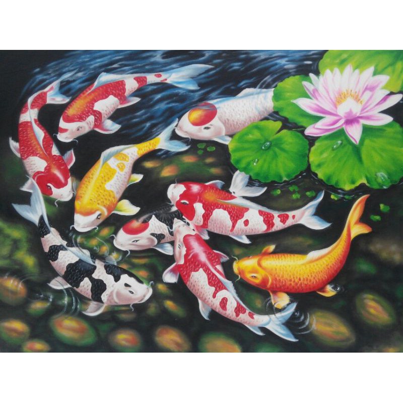 Lukisan ikan koi | Lukisan bali | Lukisan indah | Lukisan feng shui