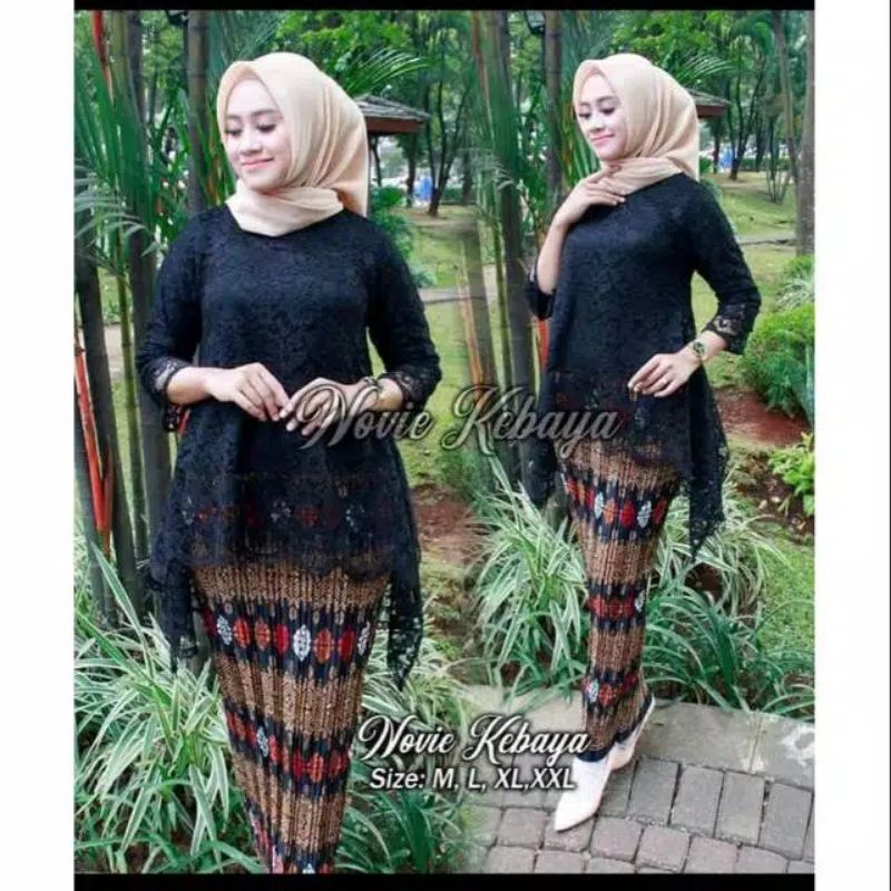 KEBAYA BRUKAT / BAJU KEBAYA / KEBAYA MODERN/ KEBAYA HITAM / BROKAT HITAM-SET HITAM