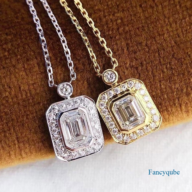 Kalung Rantai Liontin Cubic Zirconia Warna Silver / Gold Untuk Wanita