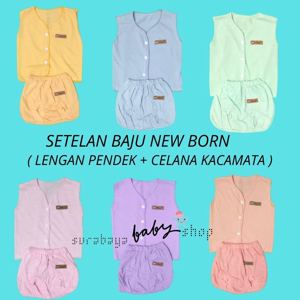 3 SETELAN BAJU NEWBORN / TANPA LENGAN + CELANA KACAMATA / LENGAN PENDEK + CELANA PENDEK / LENGAN PAJANG + CELANA PANJANG Lusiana E