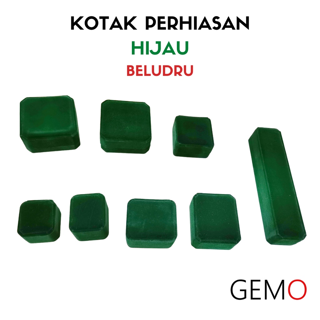 Kotak Perhiasan Warna Hijau Beludru Set / Cincin / Liontin / Gelang / Kalung Koye / Jewelry Box Unik Lucu untuk Tempat Wadah Seserahan / Akad Pernikahan / Hantaran Tunangan Harga Paling Murah cocok untuk Aksesoris Emas Berlian/ Perak Permata