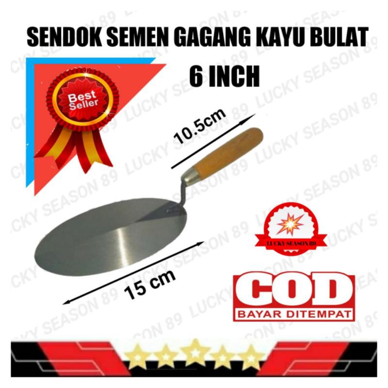 Sendok Semen 6 Inch Bulat Gagang Kayu