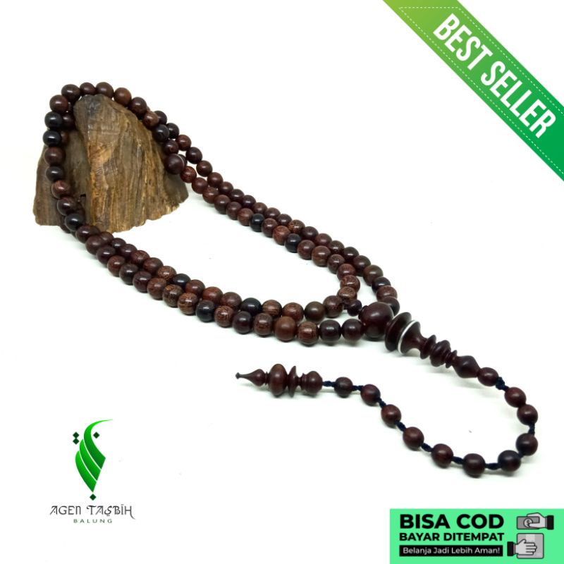 Tasbih Kayu Galih Asem Size 8mm Kualitas Tasbih Antik, Kepala Premium, Tasbih Muslim 99 Butir, Tasbih Kayu Langka Bertuah Nusantara, 100% ORIGINAL