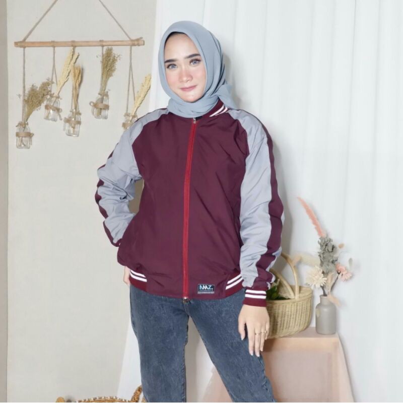 12.12 Promo Jaket Bomber Bolak Balik  Wanita AMZ MRDK Parasut Anti Air 70% Pakaian Cewek Hoodie
