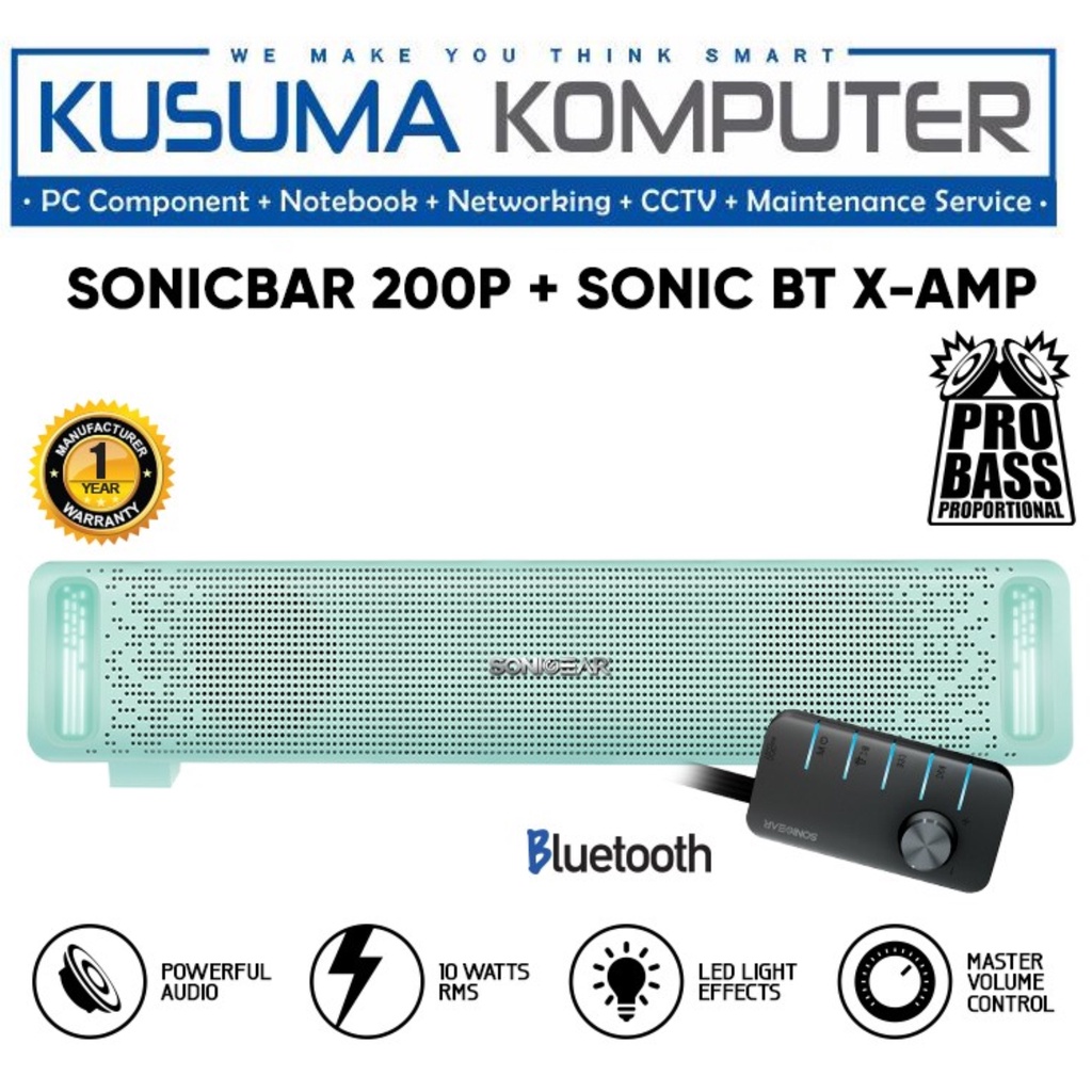 SonicGear 200P Passive SoundBar Speaker with Brilliant Light Effect, Bluetooth