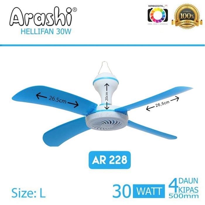 Arashi kipas angin gantung 30 Watt  helifan arashi 30W diameter 55CM 30Watt AR-288 4 baling baling