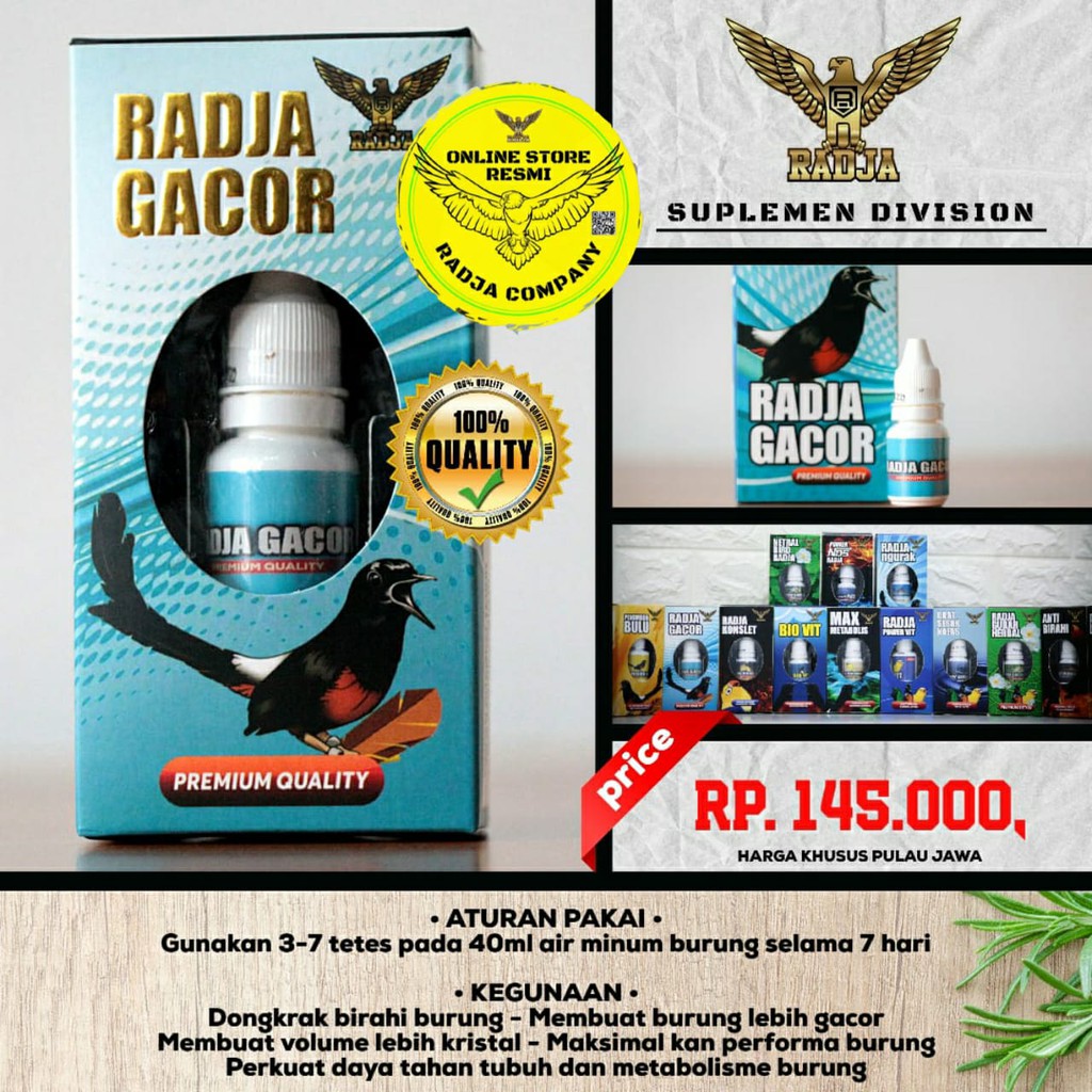[PRODUK RADJA SANGKAR] RADJA GACOR VITAMIN BURUNG BERKUALITAS PREMIUM QUALITY / SANGKAR BURUNG MURAI