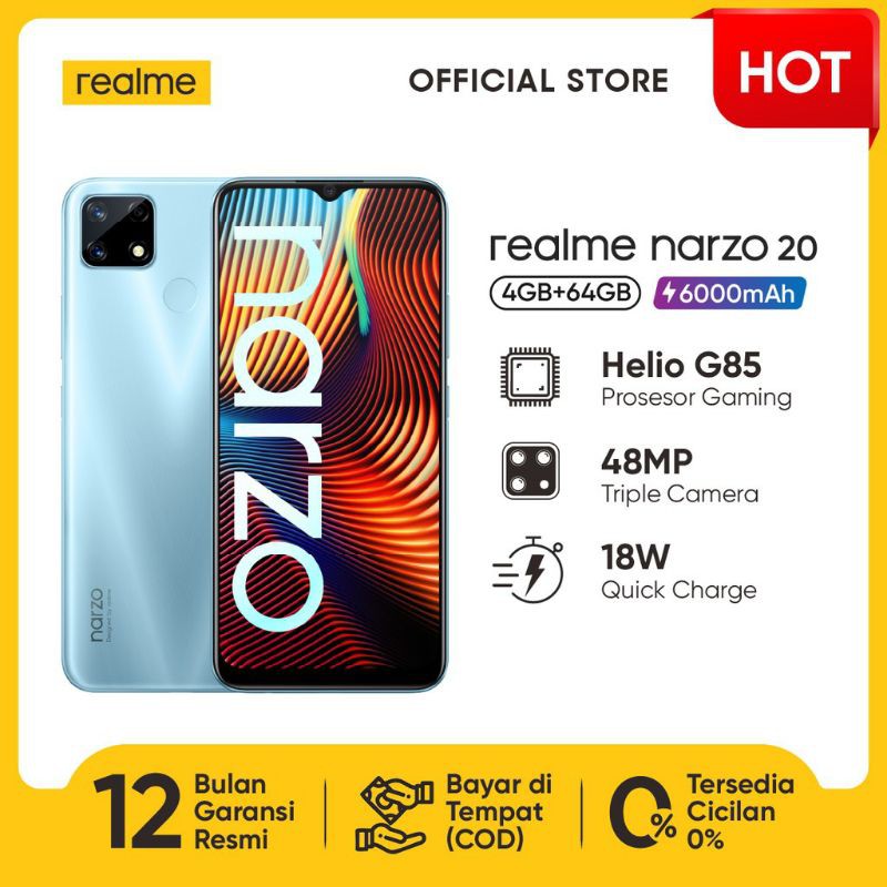 REALME NARZO 20 RAM 4/64GB GARANSI RESMI